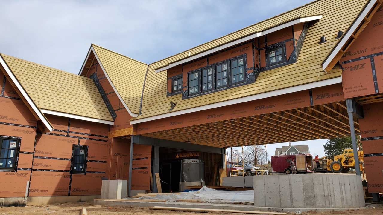 Roof install in progress in Northern Michigan